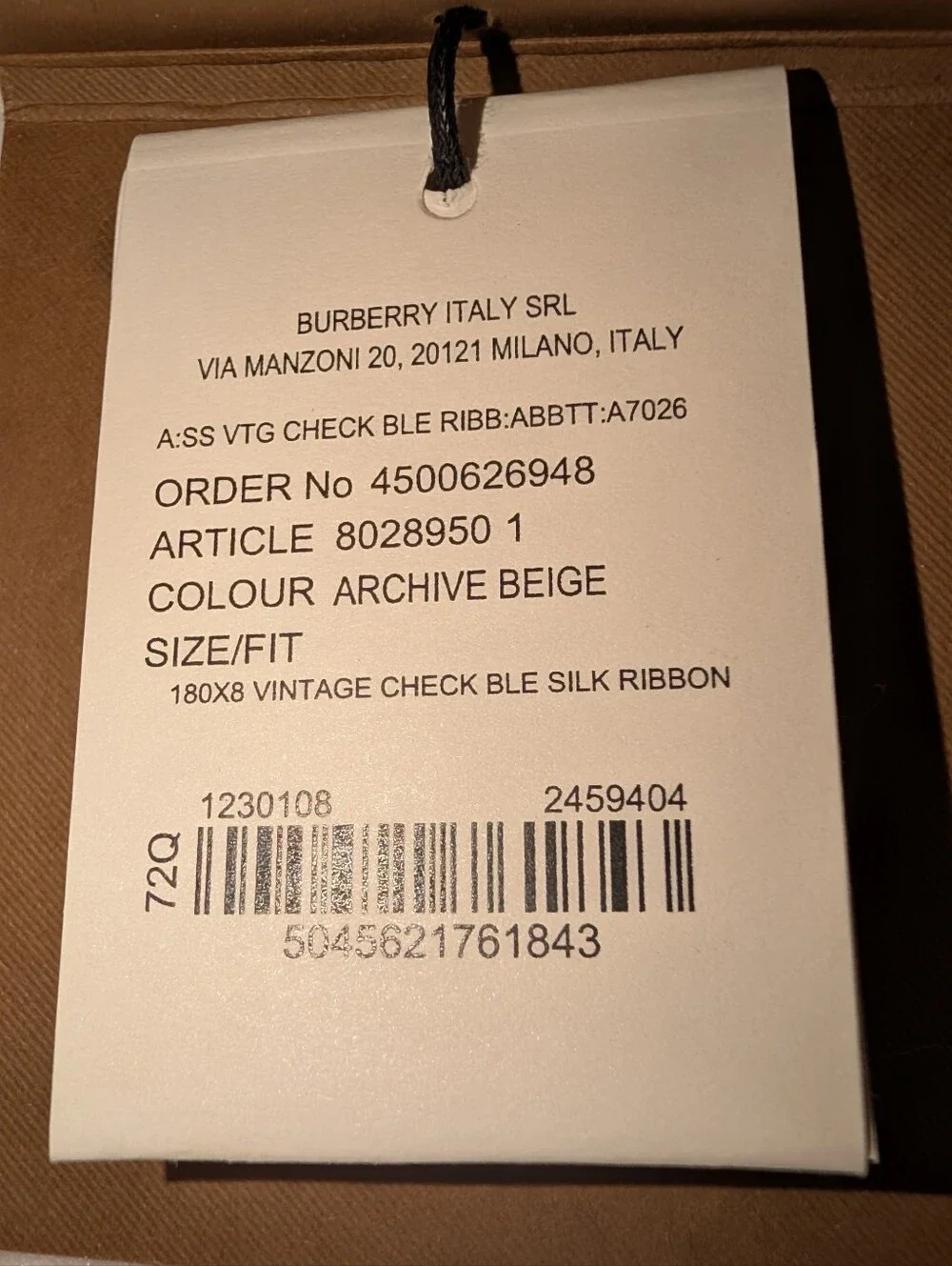 Burberry Vintage Check Mulberry Silk Skinny Scarf